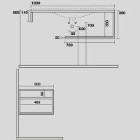 Консоль Kerasan Shape 9324k3 122Х50 с полкой схема 2