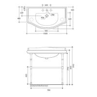 Консоль с раковиной Kerasan Retro  730090 100Х54 Хром схема 4