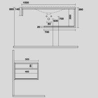 Консоль Kerasan Shape 9324K1 102Х50 с полкой схема 4