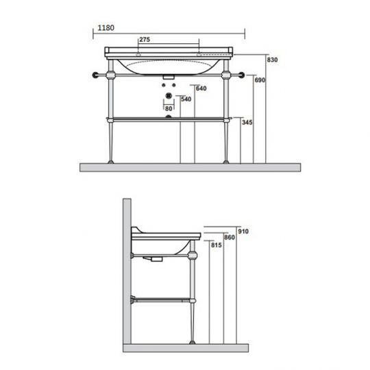 Консоль Kerasan Waldorf 9196K1cr 100Х55 хром схема 4