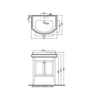 Тумба под раковину Kerasan Retro  734930 73Х54 с дверками схема 4