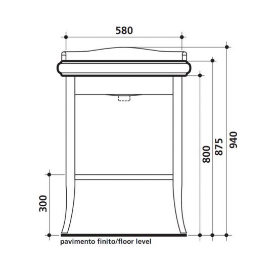 Консоль Kerasan Retro 735030 69Х52 с полкой схема 4 Консоль Kerasan Retro 735030 69Х52 с полкой схема 4