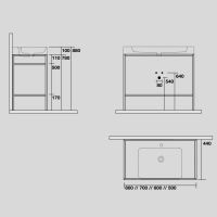 Консоль Kerasan Cento 924131 Nero matt 60Х45 с полкой схема 2