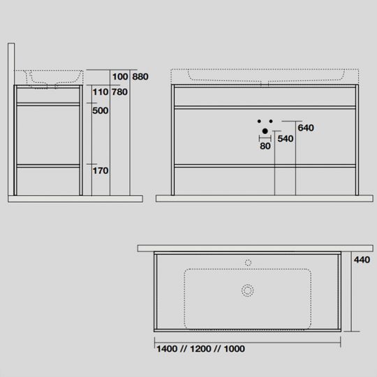 Консоль Kerasan Cento 924131 Nero matt 60Х45 с полкой схема 6