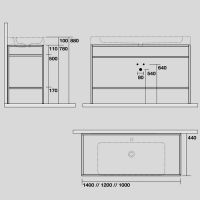 Консоль Kerasan Cento 924131 Nero matt 60Х45 с полкой схема 8