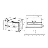 Тумба под раковину Vincea Paola VP800 VMC-2P800GW 80Х46 с ящиком схема 4