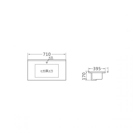 Раковина Vincea MC600S1 VBS-13970S1 накладная схема 2