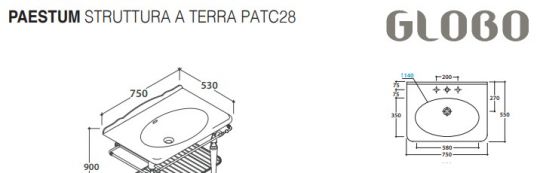 Раковина Globo Paestum PA028.BI*1 накладная схема 2