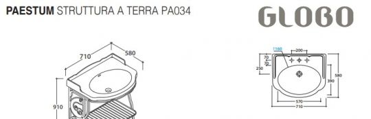 Раковина Globo Paestum PA006.BI*1 накладная схема 3