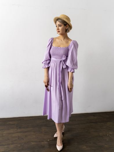 Платье Vento двустороннее льняное в цвете лаванды