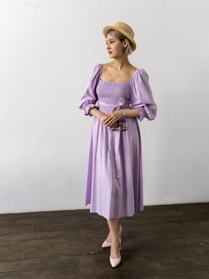 Платье Vento двустороннее льняное в цвете лаванды