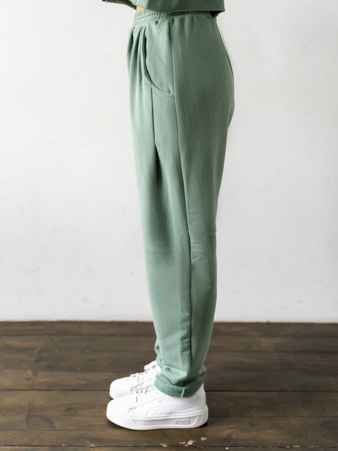 Брюки с защипами полынь