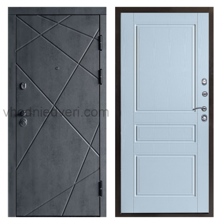 Входная дверь Termo-door Лучи Бетон - Классика Белое дерево