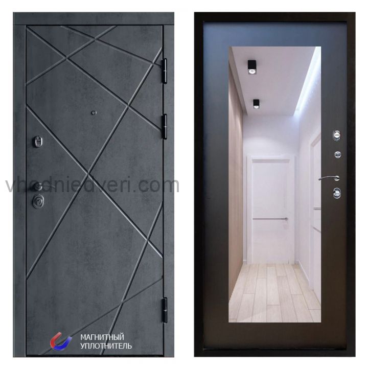 Входная дверь Termo-door Лучи Бетон - Зеркало триумф Венге
