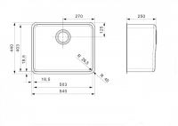 Квадратная мойка Reginox ELITE Kansas L 40х40 Cuadrat 44х44 см схема 2