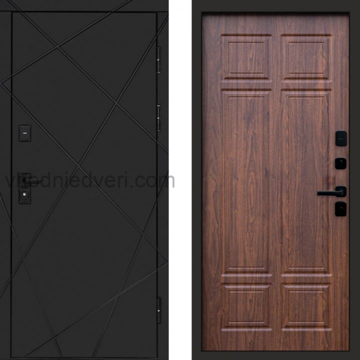Входная дверь Termo-door Лучи Black - Орех премиум