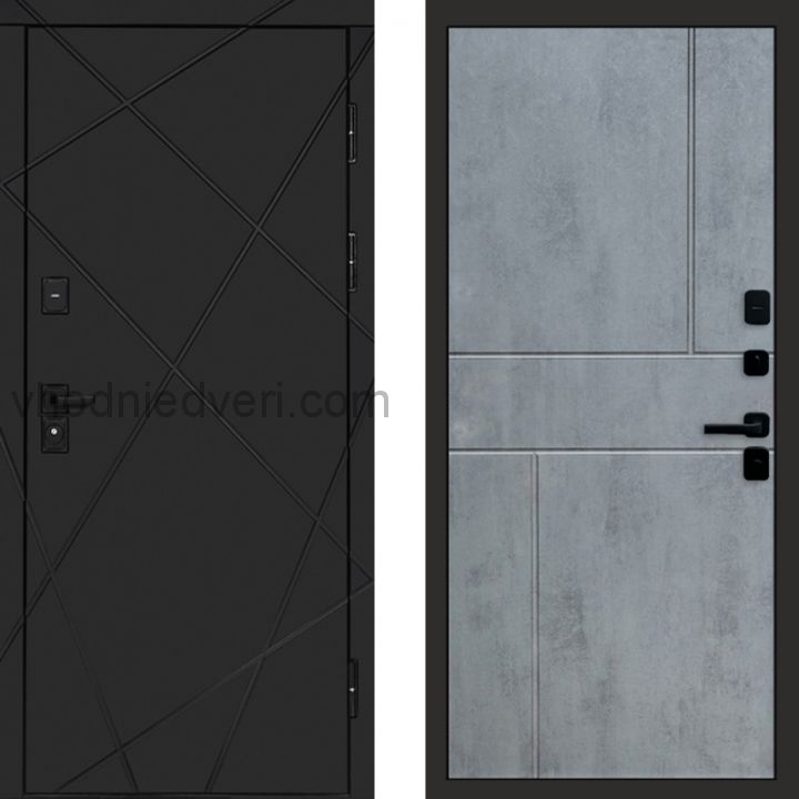 Входная дверь Termo-door Лучи Black - Горизонт Бетон темный