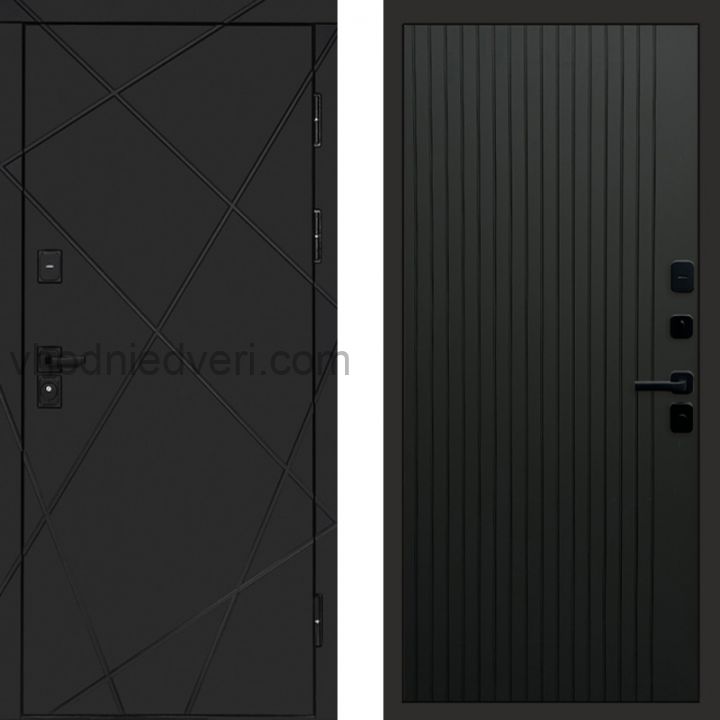 Входная дверь Termo-door Лучи Black - FLAT Черный кварц