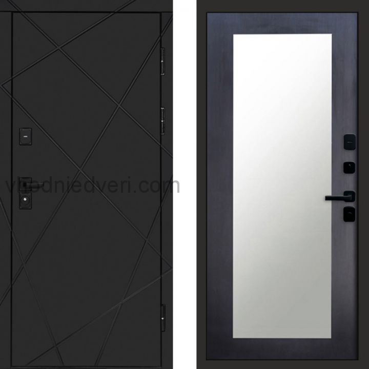 Входная дверь Termo-door Лучи Black - Зеркало триумф Венге