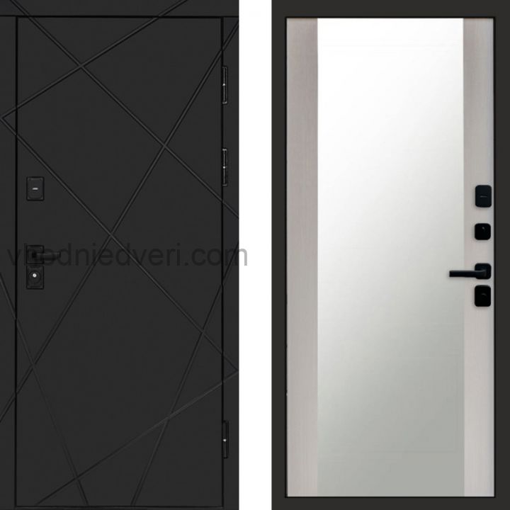 Входная дверь Termo-door Лучи Black - Зеркало Лиственница