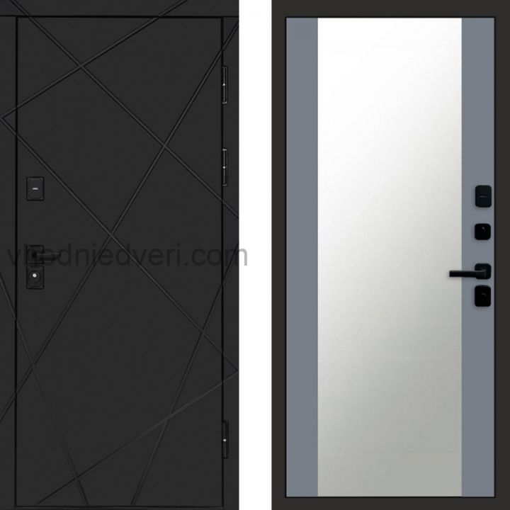 Входная дверь Termo-door Лучи Black - Зеркало Грей софт