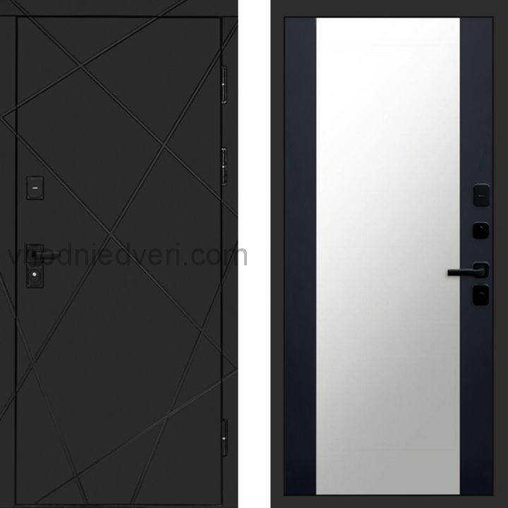 Входная дверь Termo-door Лучи Black - Зеркало Черный кварц+тонировка