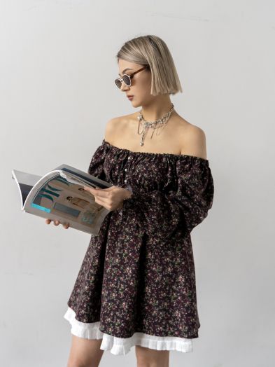 Платье Fieno винное в цветочек