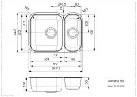 Мойка Reginox ELEGANCE Montana U (right) 60х44 см схема 2