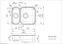 Мойка Reginox ELEGANCE Montana U (left) 60х44 см схема 2