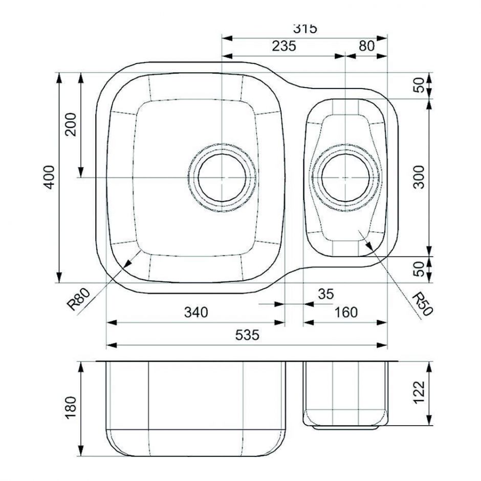 Мойка Reginox ELEGANCE Nebraska U (реверсивная) 54х40 см ФОТО