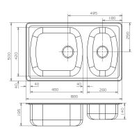 Мойка Reginox ELEGANCE Vancouver R (реверсивная) 88х50 см схема 2