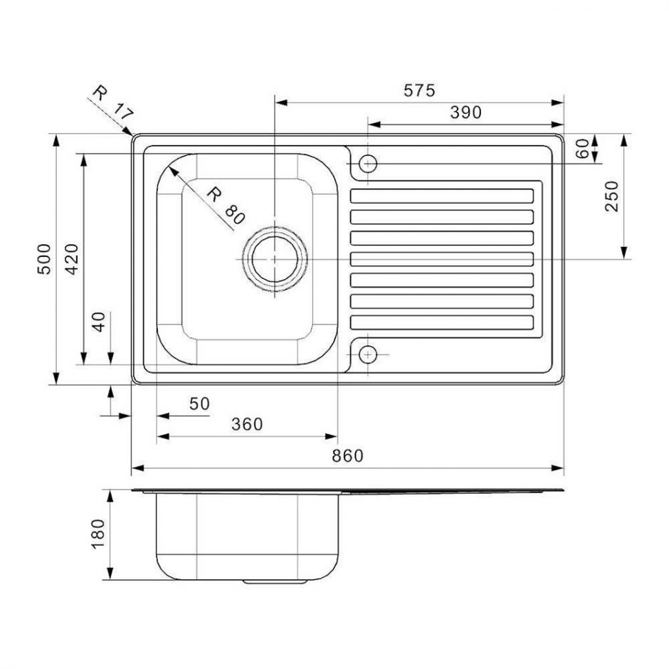 Мойка Reginox ELITE Centurio R10 (реверсивная) 86х50 см ФОТО
