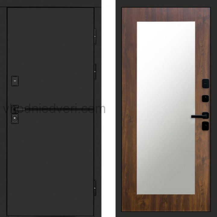 Входная дверь Termo-door Тренд Black - Зеркало триумф Дуб