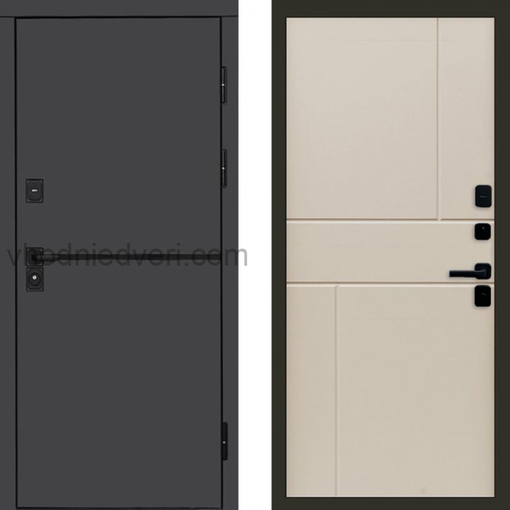 Входная дверь Termo-door Тренд Графит - Горизонт Слоновая кость
