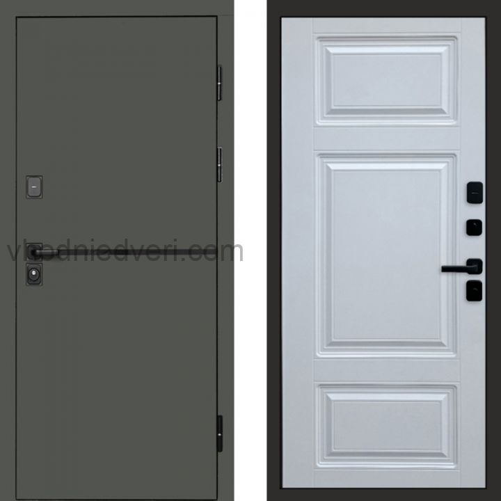 Входная дверь Termo-door Тренд Грин - Лион Белый софт