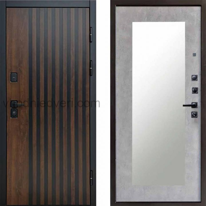 Входная дверь Termo-door Кантри - Зеркало триумф Бетон светлый