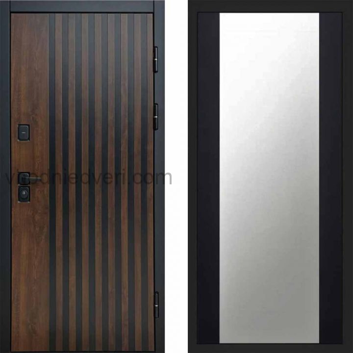 Входная дверь Termo-door Кантри - Зеркало Черный кварц+тонировка