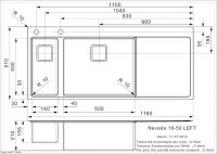 Мойка Reginox ELITE Nevada L 18x50 (left) 116х51 см схема 2