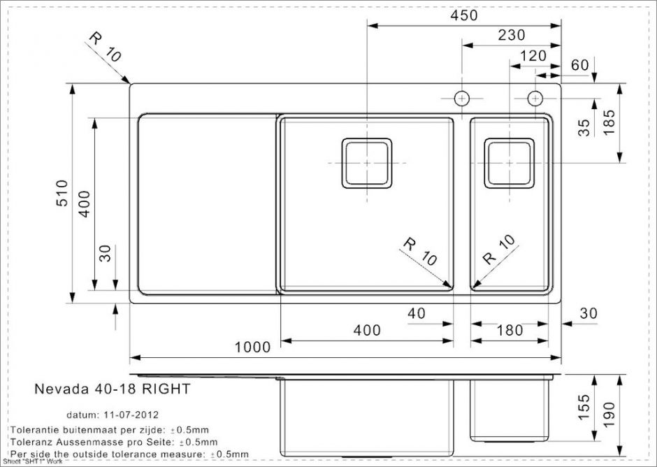 Мойка Reginox ELITE Nevada L 40x18 (left/rignt) 100х51 см ФОТО