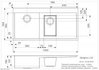 Мойка Reginox ELITE Ontario L 1,5 (left/right) 100х50 см схема 2