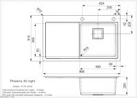 Мойка Reginox ELITE Phoenix L 40 Right Long Right 40х37 см схема 2