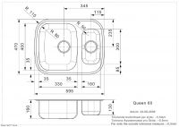 Мойка для кухни с двумя чашами Reginox ELITE Queen R60* (реверсивная) 60х47 см схема 2