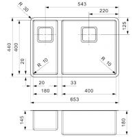 Мойка Reginox ELITE Texas L 18х40 Small 22х44 см схема 2