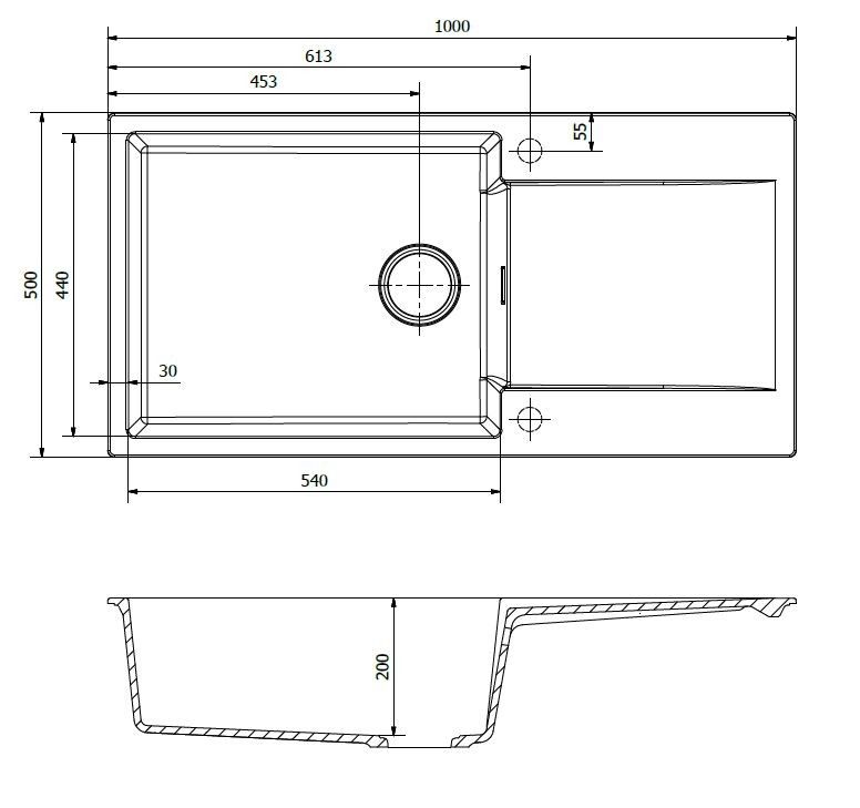 Мойка Reginox REGI GRANITE Amsterdam 540 (реверсивная) 100х50 см ФОТО