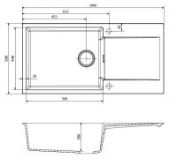 Мойка Reginox REGI GRANITE Amsterdam 540 (реверсивная) 100х50 см схема 2