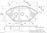 Угловая мойка Reginox ELEGANCE Empire R15* (left) 103х50 см схема 2
