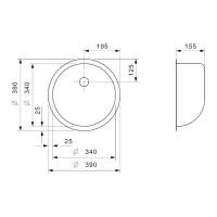 Умывальник Reginox AQUA LINE Amazone 39х39 см схема 2