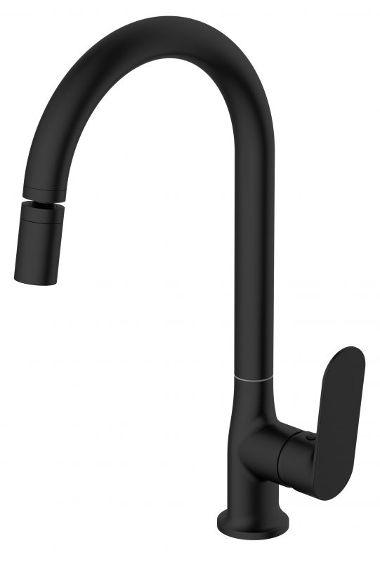 Смеситель VODA Shore Black для кухни c аэратором на шарнире, R-излив, SHR519BAR