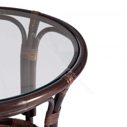 Комплект "PELANGI" 02/15 (стол со стеклом + 4 кресла) с подушками, ротанг, walnut (грецкий орех)