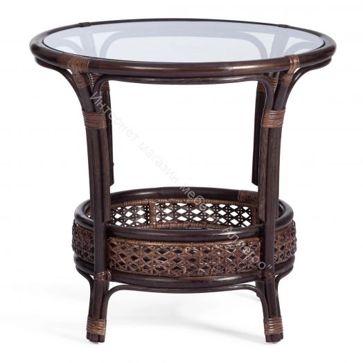 Комплект "PELANGI" 02/15 (стол со стеклом + 4 кресла) с подушками, ротанг, walnut (грецкий орех)